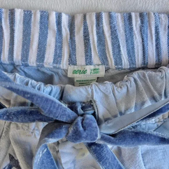 Aerie Star Printed Pajama Pants, Blue, Size Small - Picture 4 of 7